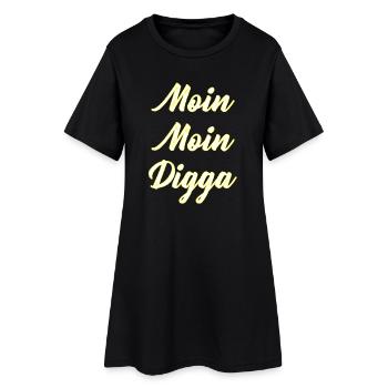 Moin Moin Digga Schriftzug - Frauen T-Shirt-Kleid - Schwarz - Vorne