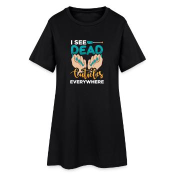 Designer de manucures Salon de manucure cosmétiques - Robe T-shirt Femme - noir - Devant