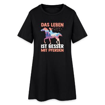Reiten Pferdeliebhaber Reiterhof Pferde - Frauen T-Shirt-Kleid - Schwarz - Vorne
