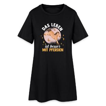 Reiten Pferdeliebhaber Reiterhof Pferde - Frauen T-Shirt-Kleid - Schwarz - Vorne