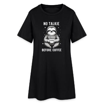 Pas de conversation devant le paresseux amateur de café - Robe T-shirt Femme - noir - Devant