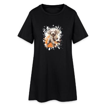 Caniche Chien Équipe de Football - Robe T-shirt Femme - noir - Devant
