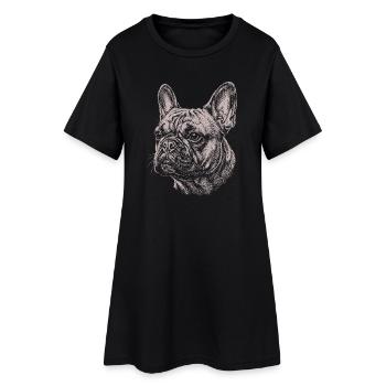Bouledogue Français - Illustration - Robe T-shirt Femme - noir - Devant