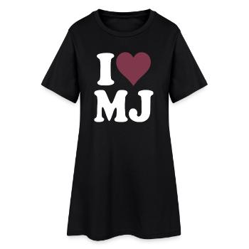 J’adore le design classique de cœur bourgogne - Robe T-shirt Femme - noir - Devant