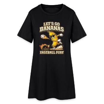 Let's Go Bananas Fastball Fury Baseball-Design - Frauen T-Shirt-Kleid - Schwarz - Vorne