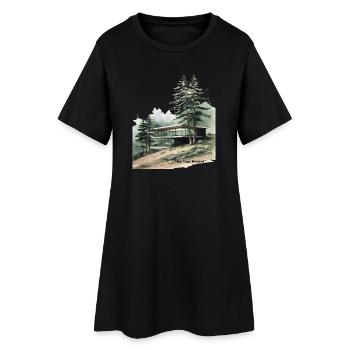 Cabine de retraite de yoga moderne - Robe T-shirt Femme - noir - Devant