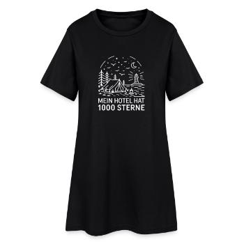  Mein Hotel Hat 1000 Sterne Camping Zelt - Frauen T-Shirt-Kleid - Schwarz - Vorne