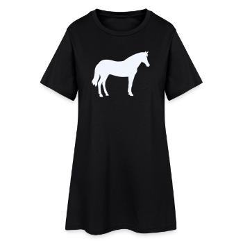 Silhouette du cheval en blanc lait - Robe T-shirt Femme - noir - Devant