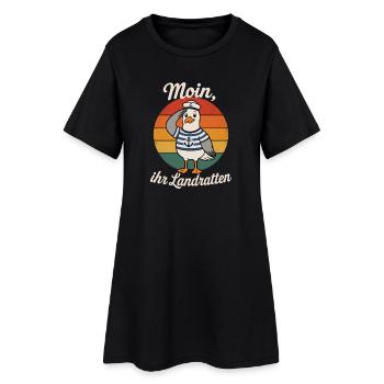 Moin ihr Landratten Möwe Shirt - Frauen T-Shirt-Kleid - Schwarz - Vorne