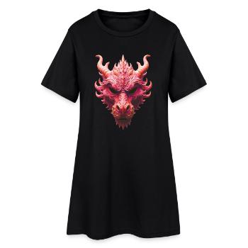Aurora Rote Drachenmaske - Frauen T-Shirt-Kleid - Schwarz - Vorne