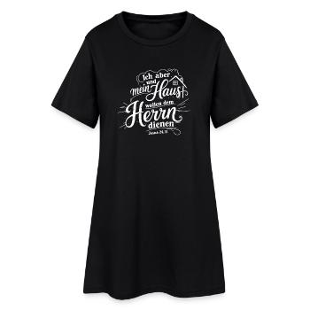 Bibelvers Lettering Design: Ich aber und mein Haus - Frauen T-Shirt-Kleid - Schwarz - Vorne