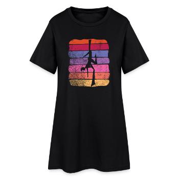 Tissu vertical Acrobaties aériennes vintage Soie aérienne - Robe T-shirt Femme - noir - Devant