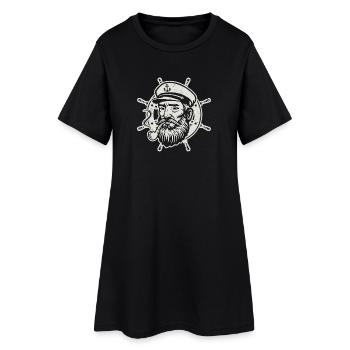 Capitaine Gouvernail Batelier Marin Marin - Robe T-shirt Femme - noir - Devant