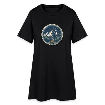 Mondnacht am Berglager Wandalu Vuhs - Frauen T-Shirt-Kleid - Schwarz - Vorne