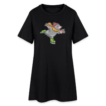 Maulwurf Eislaufen Schlittschuhe Wintersport - Women’s T-Shirt Dress - black - Front