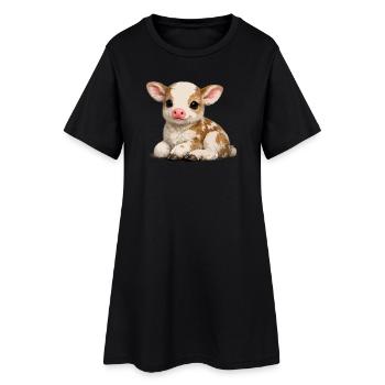 Petit peluchon mignon pour veau - Robe T-shirt Femme - noir - Devant