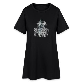 Glitch Skeleton Melt Dark Aesthetic Design - Women’s T-Shirt Dress - black - Front
