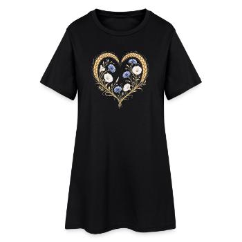 Cœur de blé, bleuet, fleurs, fleurs de la nature, - Robe T-shirt Femme - noir - Devant