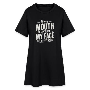 Quand la bouche est silencieuse, le visage parle - Robe T-shirt Femme - noir - Devant