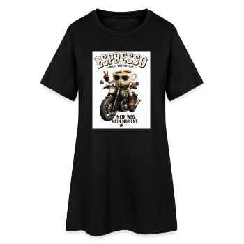 Espresso Motorrad-Motiv - Frauen T-Shirt-Kleid - Schwarz - Vorne