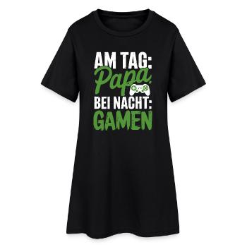  Am Tag Papa Bei Nacht Gamen Gamer Papa mit - Frauen T-Shirt-Kleid - Schwarz - Vorne