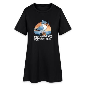  Nich Perfekt Aber Nordisch Echt Lustige Möwe Mit - Frauen T-Shirt-Kleid - Schwarz - Vorne