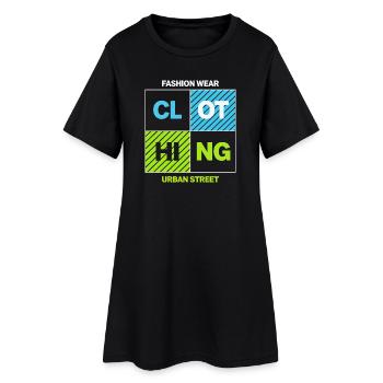 Collage urbain des Carrés Néon - Robe T-shirt Femme - noir - Devant