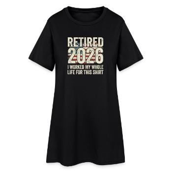 Rente 2026 – dafür habe ich mein ganzes Leben gear - Frauen T-Shirt-Kleid - Schwarz - Vorne