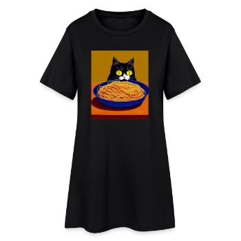 Vue des spaghettis pour un chat - Robe T-shirt Femme - noir - Devant