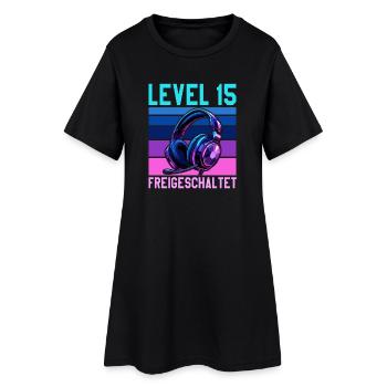 15. Geburtstag Junge Mädchen Gamer Level 15 Jahre - Frauen T-Shirt-Kleid - Schwarz - Vorne