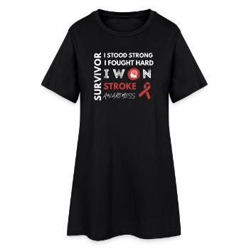 Stroke Survivor - I Stood Strong Fought Hard - Women’s T-Shirt Dress - black - Front