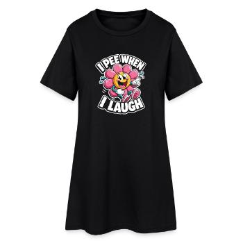 Dieween Blüten Lachdesign - Frauen T-Shirt-Kleid - Schwarz - Vorne