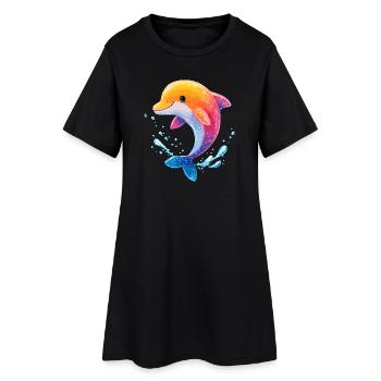 Spritz de dauphin coloré - Robe T-shirt Femme - noir - Devant