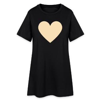Beiges Herz - minimalistischer Look - Frauen T-Shirt-Kleid - Schwarz - Vorne