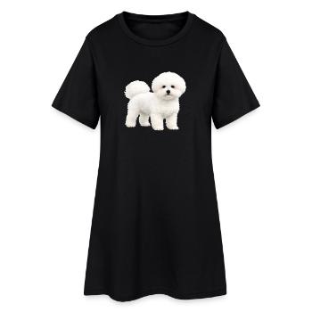 Chiot Bichon Frisé réaliste - Robe T-shirt Femme - noir - Devant