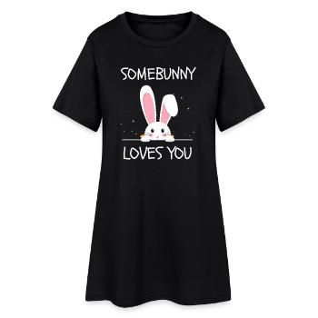 Quelqu’un t’aime Petit lapin mignon - Robe T-shirt Femme - noir - Devant
