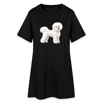 Bichon Frisé réaliste - Robe T-shirt Femme - noir - Devant