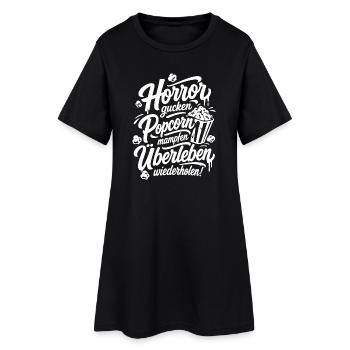 Horror Popcorn Überleben Wiederholen - Frauen T-Shirt-Kleid - Schwarz - Vorne