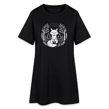 Fuchs im Wald Kreis Illustration - Frauen T-Shirt-Kleid - Schwarz - Vorne
