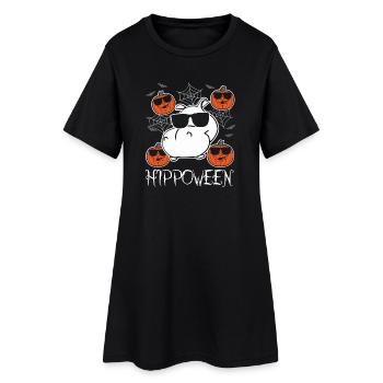 Safari Afrique Faune du Serengeti hippopotame d’Halloween - Robe T-shirt Femme - noir - Devant