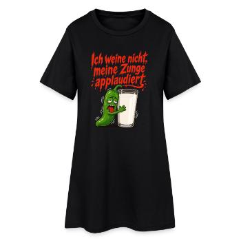 Chili Scharf Zunge Milch - Frauen T-Shirt-Kleid - Schwarz - Vorne