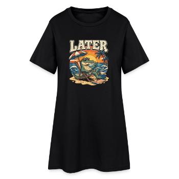 Alligator on the beach: LATER Relax - Women’s T-Shirt Dress - black - Front