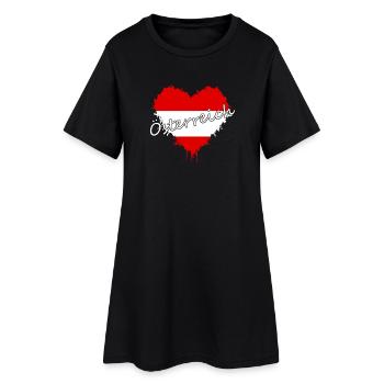 Österreich Herz mit Flaggen-Splatter - Frauen T-Shirt-Kleid - Schwarz - Vorne