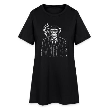 Cigare élégant de singe - Robe T-shirt Femme - noir - Devant