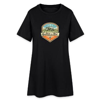 Landliebe im Blut Traktor-Motiv - Frauen T-Shirt-Kleid - Schwarz - Vorne