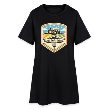 Land Luft Leben Traktor Schild - Frauen T-Shirt-Kleid - Schwarz - Vorne