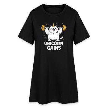 Bodybuilding Cat Unicorn for Fitness - Women’s T-Shirt Dress - black - Front