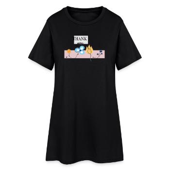 Thank you flower greeting - Women’s T-Shirt Dress - black - Front