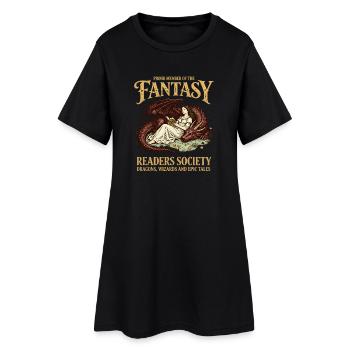 Dragon Reader Fantasy Reading Society Bookworm Reading - Women’s T-Shirt Dress - black - Front