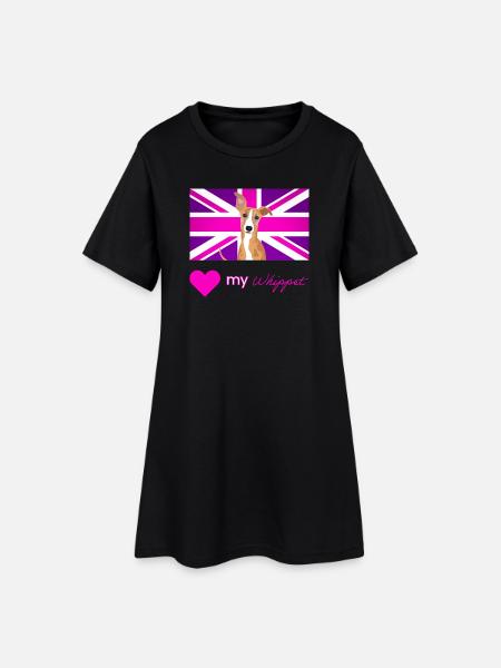 PURPLEWHIPPET (Texte rose, Vibrant) - Robe T-shirt Femme - noir